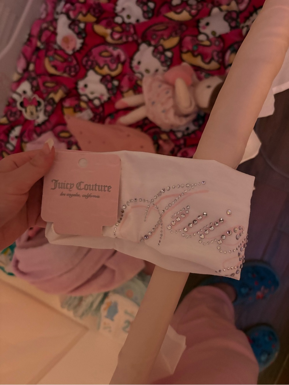 Juicy Couture White Rhinestone Script Headband